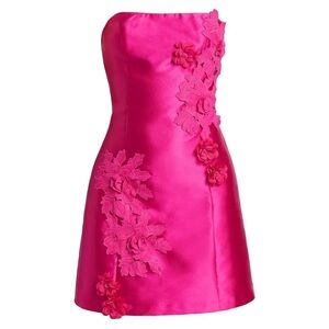 Hot Pink Strapless Satin Dress NWT